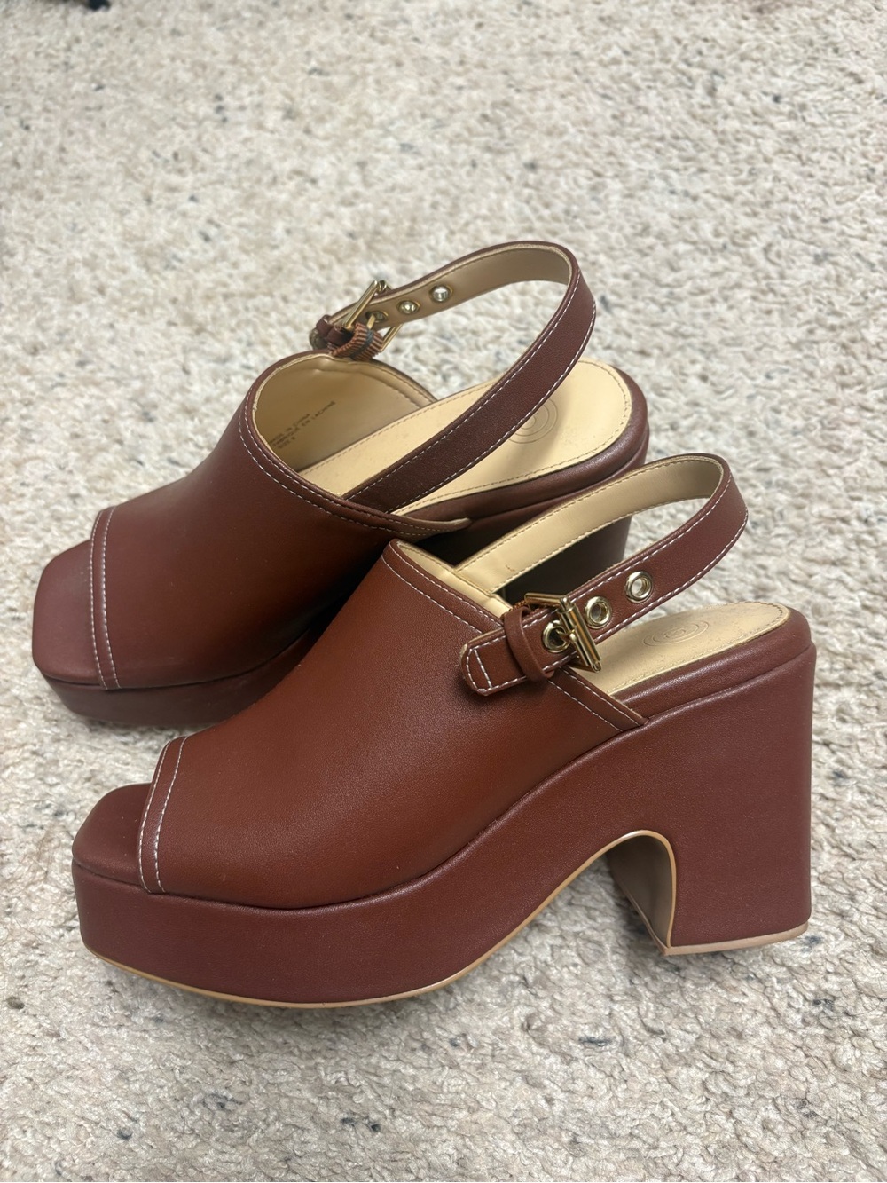 Urban Outfitters Brown Platform Slingback Sandals
